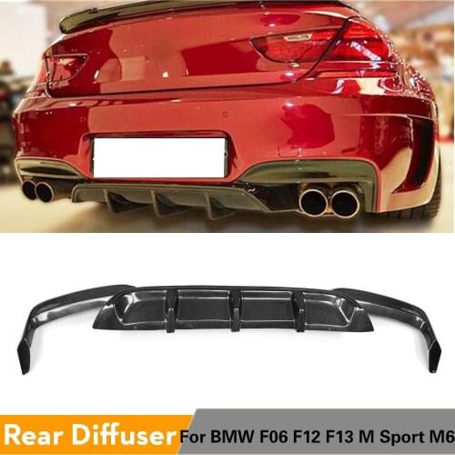 Rear Bumper Lip Diffuser Spoiler for BMW 6 Series F06 F12 F13 M6 M Sport M Tech 2012 - 2016 Carbon Fiber / FRP Black