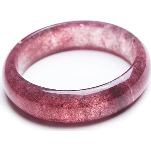 Precious Genuine Natural Ice Strawberry Quartz Crystal Round Charm Transparent Gems Stone Woman Bangle Inner Diameter 57mm