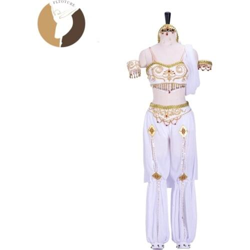 FLTOTURE AT1291 Adult Professional Ballet Costume La Bayadere White/Green Chiffon Fabric Ballet Stage Costume Custom Made Clothe