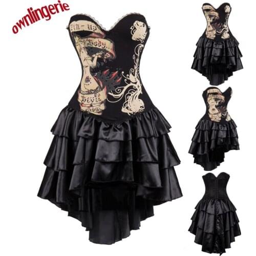 Good quality sexy black Punk dress fitness waist trainer with animal dinosaur design s-2xl W3490