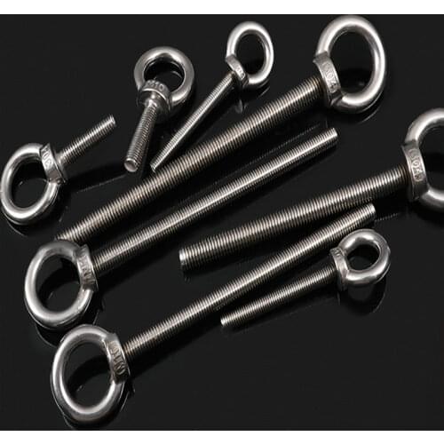 HQ EB01 Extended Long Eye Bolt 30-300MM Stainless Steel 304 DIN580 Metric Thread M3-M12 Lifting Eyebolt
