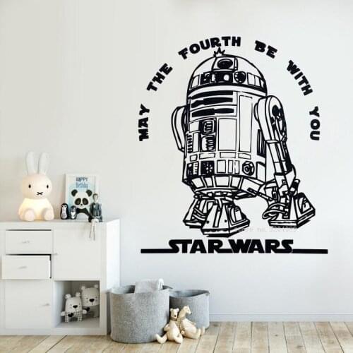 Interesting Robot Wall Stickers Naboo royal starship Decal may the fourth be with you Quotations mural Bedroom Kids Room DG543