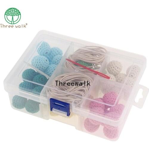 Natural wooden rings and wooden crochet set diy Nursing necklace,eco baby, Christmas