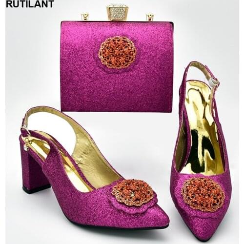 New Arrival Italian Matching Shoe and Bag Set for Wedding Ladies Sandals with Heels Nigerian Women Party Shoes with Bag Set