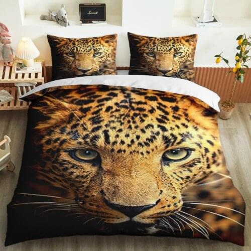 Custom Jungle Wild Animals Bedding Set 3D Print Queen King Single Bedroom Decor Leopard Bed Set Pillowcase Soft Duvet Cover
