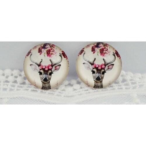 Round 8MM-20MM Deer Glass Cabochon for make bracelet necklace Jewelry for women 2019 earring Pins brooch craft supply