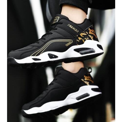Autumn Air Cushion Running Shoes Men Sneakers Male Sport Shoes for Man Sneakers Sports for Men Black PU Leather Fitness GMD-0718