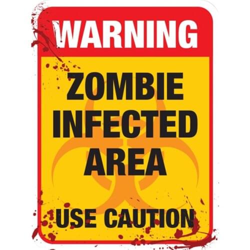 S40742# Various Sizes Self-Adhesive Decal Warning Zombie Infected Car Sticker Waterproof Auto Decors on Bumper Rear Window