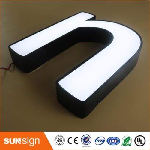 Outdoor stainless steel LED 3d letter sign logo,Frontlit stainless steel acrylic lighting up 3d led letter sign