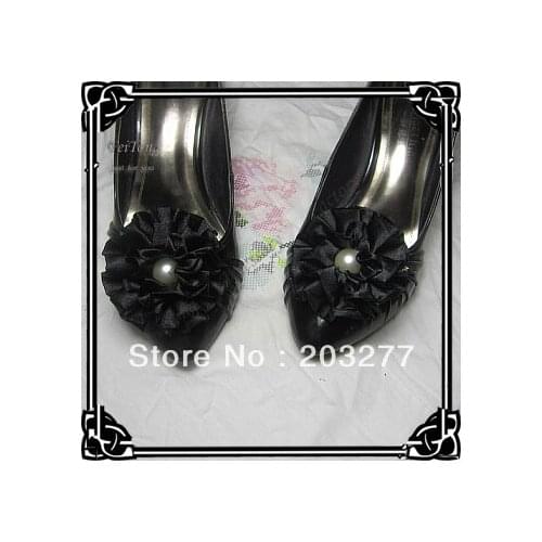 Wholesale - 24pcs/lot shoe clip wiht 3'Satin flowers 11colors for your chooseFree Shipping