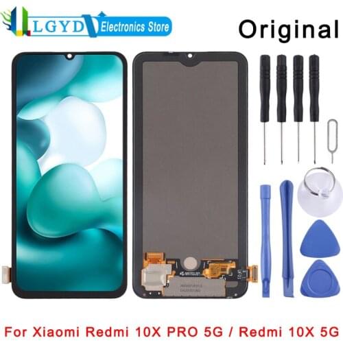 Original AMOLED Material LCD Screen and Digitizer Full Assembly for Xiaomi Redmi 10X PRO 5G / Redmi 10X 5G