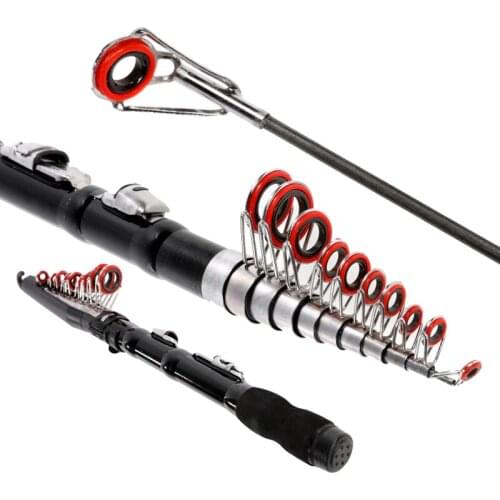 Protable 2.3M Mini Carbon Fiber Fishing Rod Seperhard Boat Ice Fly Lure Fishing Toss Rod Retractable Telescopic Fishing Tackle
