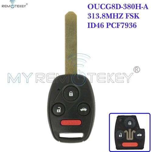 Remtekey remote key 3 button with panic for honda key OUCG8D-380H-A 313.8Mhz ID46 for Honda Accord 2003 2004 2005 2006 2007