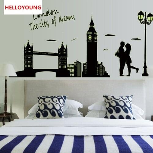 QT-0084 Luminous Stickers London Bridge Big Ben City Streetlights Love Quote Wall Sticker Luminated Glowing In The Dark