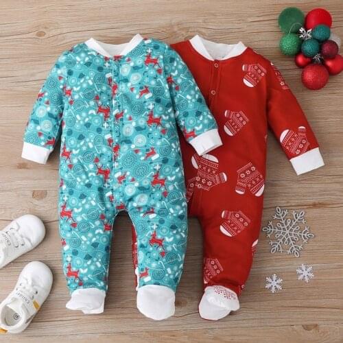 Christmas Girls Clothes 2021 Newborn Red Rompers For Boys Cotton Climbing Jumpsuit 0-12m Unisex Halloween Costume Cartoon Infant