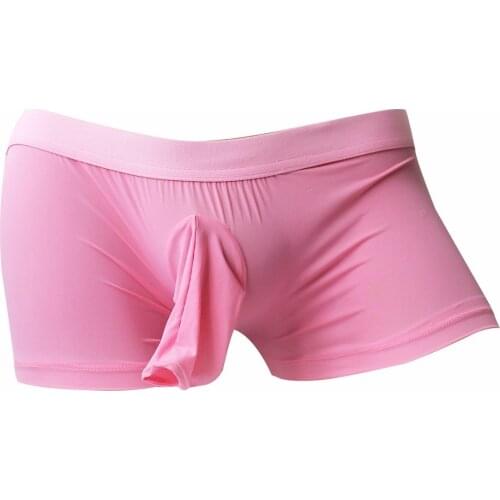 Sexy Mens Lingerie Underpants Open Penis Sheath Boxer Briefs Stretchy Solid Color Low Rise Elastic Waistband Underwear Panties