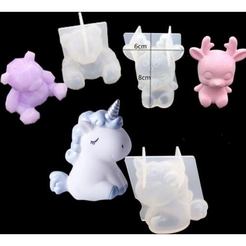 3D Silicone Mold DIY Geometry Stereo Bear Deer Cat Lion Wolf Unicorn Mold Animal Mold Decoration Ornament Mold Cake Tools