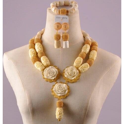 Stylish nigerian white coral jewelry set african wedding coral beads jewelry set C21-19-03