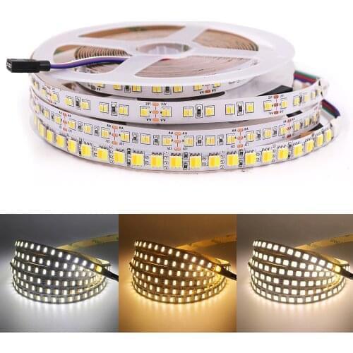5M CCT LED Strip Light DC12V 3014 5050 Dual Color Flexible LED Tape Double Color Mixed Ribbon for Home Decoration 60 120 216 LED
