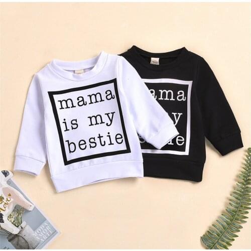 Toddler 0-6 Years Sweatshirts Autumn Clothes Letter Mama Mini Print Hoodies O-Neck Long-Sleeves Pullover Top for Baby Girls Boys