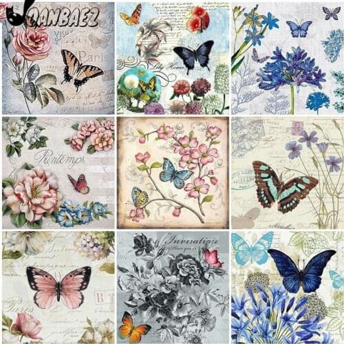 Vintage Butterfly Letter Diamond Painting 5D Diy Wall Art Flower Square Diamond Embroidery Inlaid Home Room Decoration