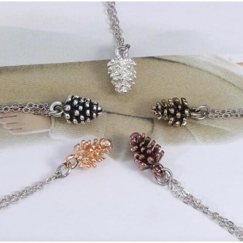 Fashion 1pc Women Lady Chic Bronze Acorn Layering Pine Cone Alloy Necklace Pendant Jewelry