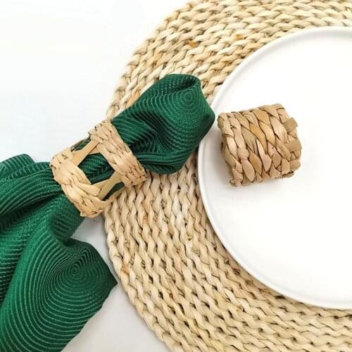 1PC Natural Straw Napkin Ring Water Hyacinth Grass Serviette Holder Wedding Event Favor Handmade Napkin Buckle Table Decoration