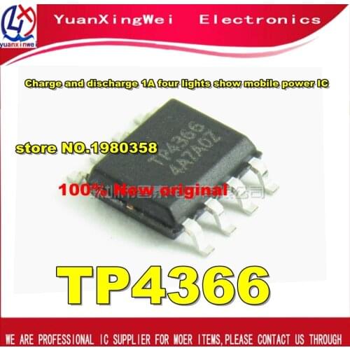 10pcs 100pcs TP4366 SOP-8 Charge and discharge 1A four lights show mobile power IC