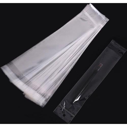 100Pcs Transparent Self Adhesive Bags Clear Opp Gift Bag Cosmetic Food Candy Cookie Jewelry Packing Long Pen Plastic Bag
