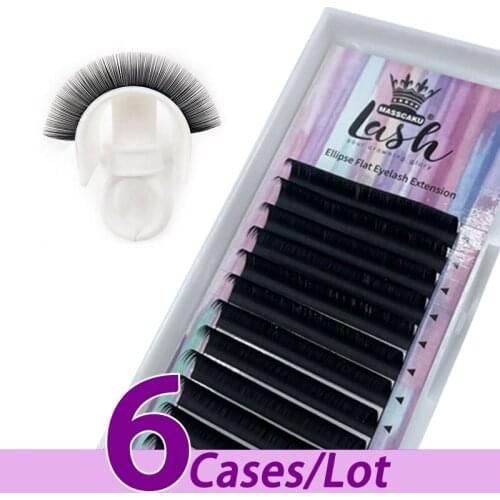6pcs/lot MASSCAKU Matte Soft Individual Eyelashes 0.15mm 0.20mm with High Quality Packaging Box Flat Eyelash extension
