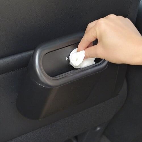 Car Trash Bin Black Abs Square Pressing Type Trash Can Hanging Vehicle Garbage Dust Case Storage Box Auto Interior Accessories