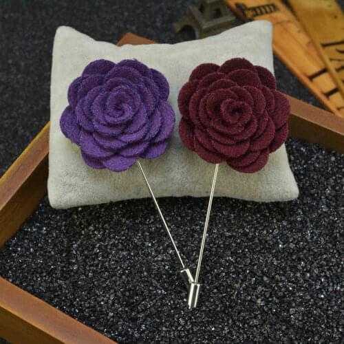 Free shipping , 20 pcs/lot , 1.37 inch Wool Felt Rosette Mens Lapel Pin , Mens Handmade Wedding Boutonniere, Brooches