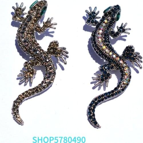 Individual Rhistone House lizard Brooch Women Metal Brooch Fashion Jewelry Breast Pin Garments Ladies Accessories Rhodium Color