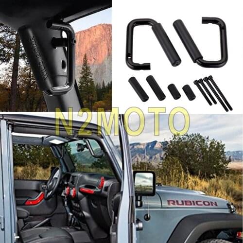 Black Grab Bar Front 4 Door Front Hard Mount Grab Handle for Jeep Wrangler JK 2007-2017 Rubicon Sahara Sport Model Grab Bar