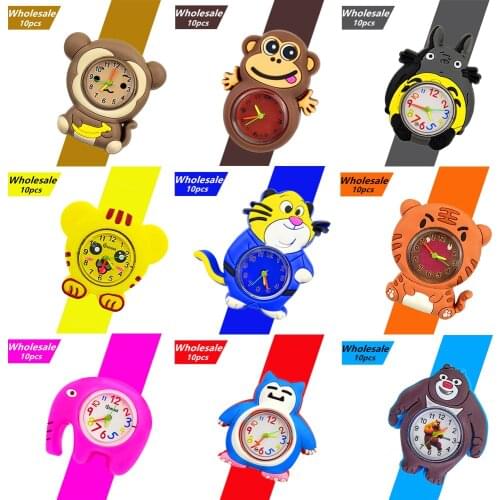 Wholesale 10pcs Cartoon Tiger/Monkey Childrens Watches Baby Toys Kids Wrist Watch Low Price Clearance Children Watch Clock
