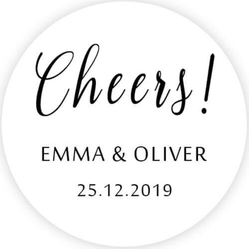 DouxArt 100PCS 4CM Customized Wedding Favour Stickers, Cheers Marriage Party Communion Labels Gifts Package Seals - Names&Date
