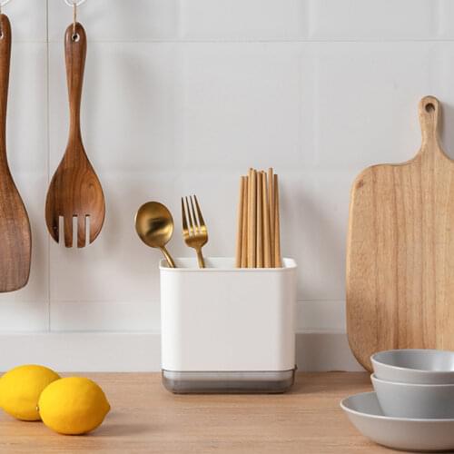 Spoon Fork Chopstick Storage Holder Box Double Layer Cutlery Drain Rack Organizer Racks For Kitchen Ventilation Drain Anti-mold