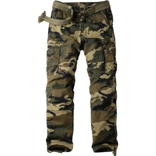 ICPANS Military Denim Cargo Pants Men , 6 Pockets Casual Work Combat Trousers Male Army Camo Cargo Pant Plus Size 40 42