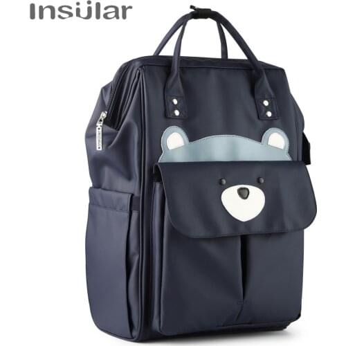 Insular Mommy Bag Backpack Large Capacity Waterproof Baby Bags Diaper Bag with Changing Pad Stroller Hanging Strap Storage Bag
