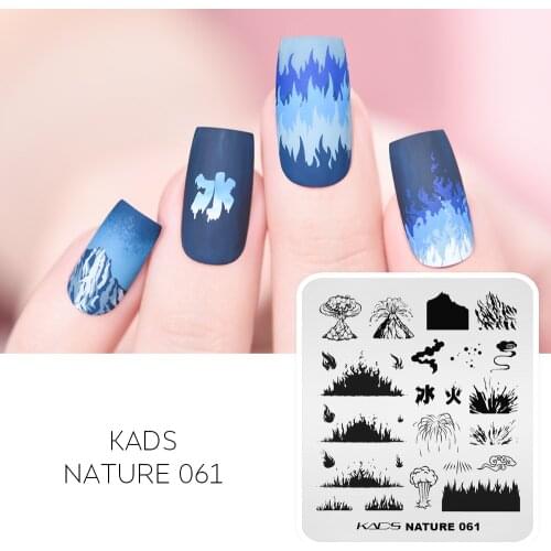 KADS Nail Stamping Plates Nature 061 Nail Art Stamping Template Flame Volcano Manicure Print DIY Image Nail Stampe Plate Stencil