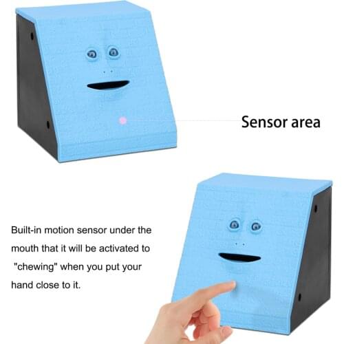 Human Face Piggy Bank Intelligent Sensor Will Move The Facial Features Automatically Open Mouth Eating Money Box Saving Ban