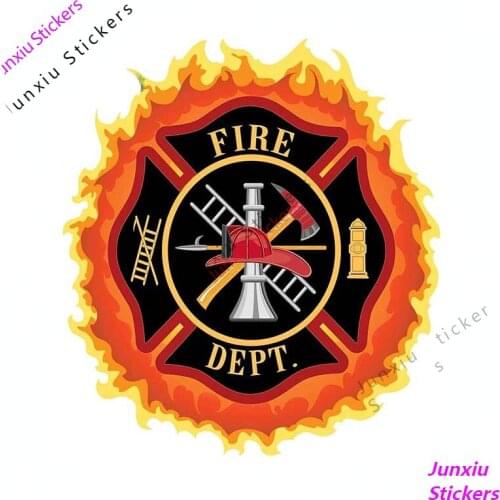 Fire Department Ladder Helmet Axe Emblem Duvet Car Assessoires Decals Funny Car Stickers Waterproof Sticker Styling PVC13x12cm