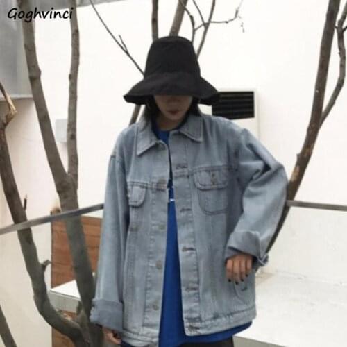 Basic Jackets Women Denim Button Turn-down Collar Retro Harajuku All-match Spring Autumn Solid Loose Trendy Streetwear Soft New