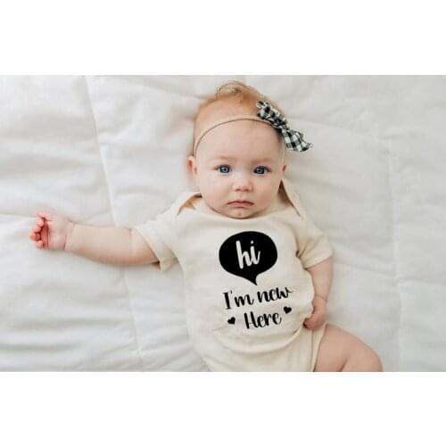 Summer Newborn Kids Clothes HI I'M NEW HERERomper Funny Jumpsuit Outfit Baby Boy Girl Letter Print Infant Playsuit
