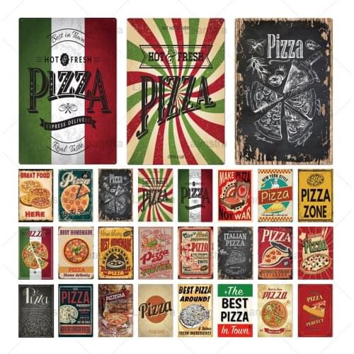 Metal Tin Signs Plaque Gourmet Pizza Vintage Poster Metal Sign Wall Decor For Restaurant Bar Pub Club Iron Painting Decorative