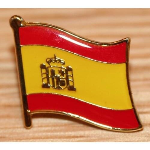 Custom SPAIN Spanish Coat of Arms Country Metal Flag Lapel Pin Badge cheap custom spain flag dog tag lapel pin