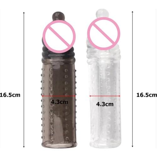 Penis Extender Sleeve Penis Crystal Condom Cover Sleeve Reusable Silicon Condom With Spike Dotted For Men Dildo Condoms Sex Toys