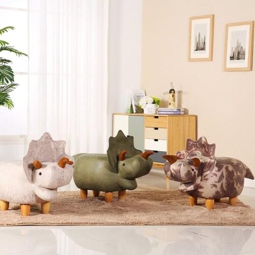 Fashion Creative Shoe Changing Stool Solid Wood Feet Home Animal Wear Shoe Stool Dinosaur Storage Low Stool Storage Test Shoes