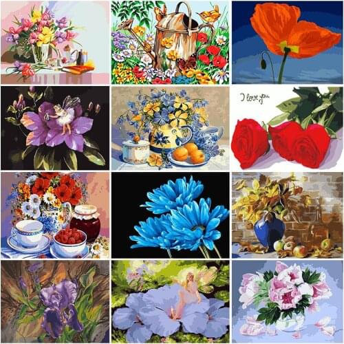 Paintmake color Flower DIY Painting By Numbers no frame for Home room Decoration Oil Painting on Canvas Art Gift Flower Fairy