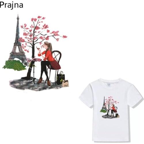 Prajna Tower Iron On Transfer Stickers Applique Patches Hot Heat Vinyl Thermal Transfers For T shirt Clothes Fabric DIY Badge